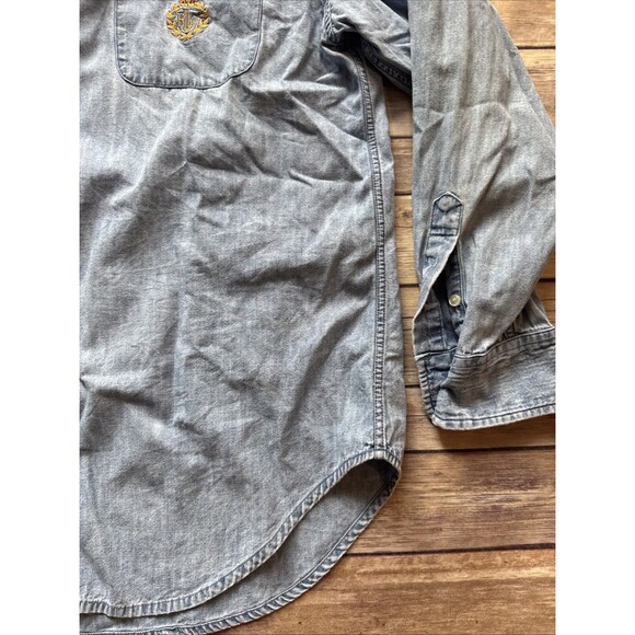 Lauren Ralph Lauren Denim Jean Shirt Womens M Crown Crest Cotton Blue Vintage - Picture 2 of 7